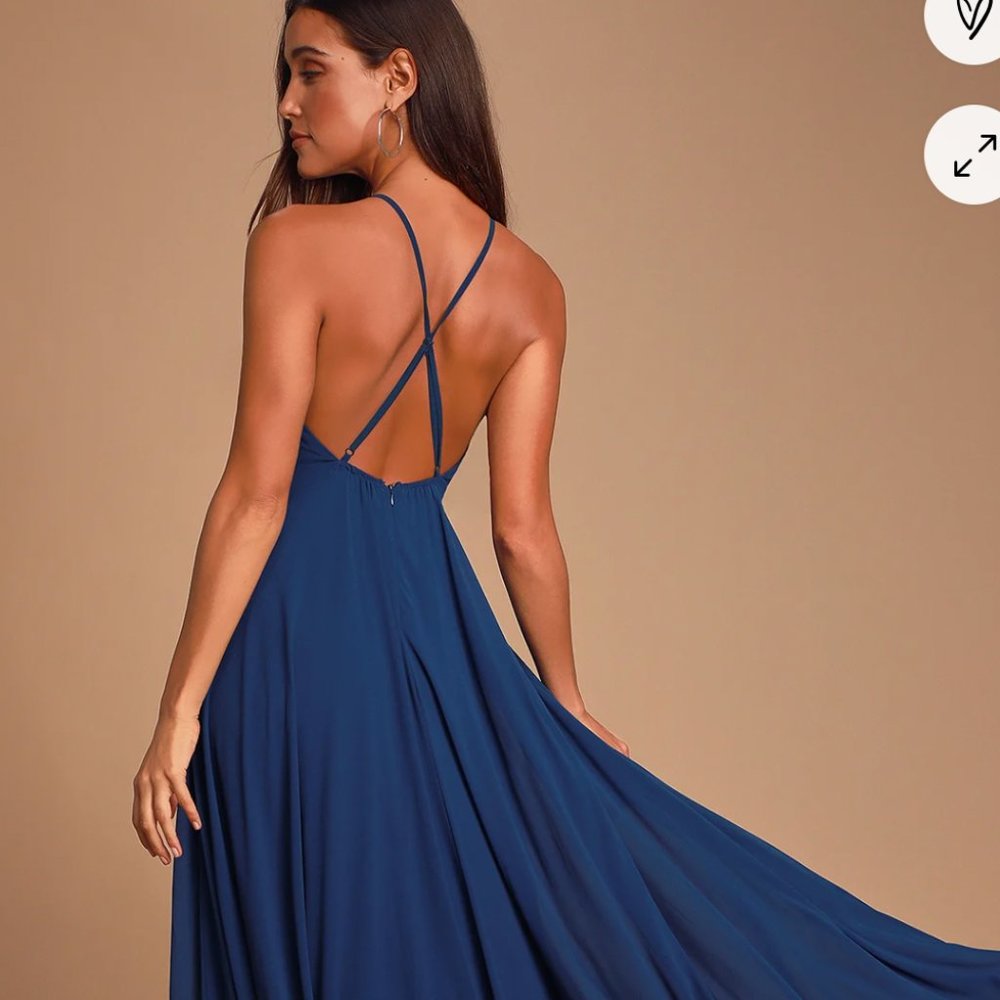 LULUS NAVY BLUE MAXI DRESS XS